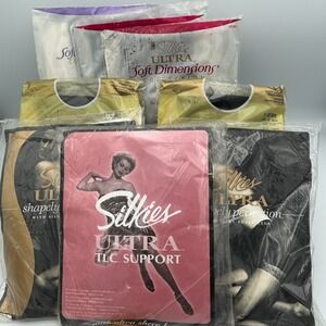 Vintage‎ PANTYHOSE Nylons Lot 8 Silkies Ultra Support Control Top Italy Sz Large